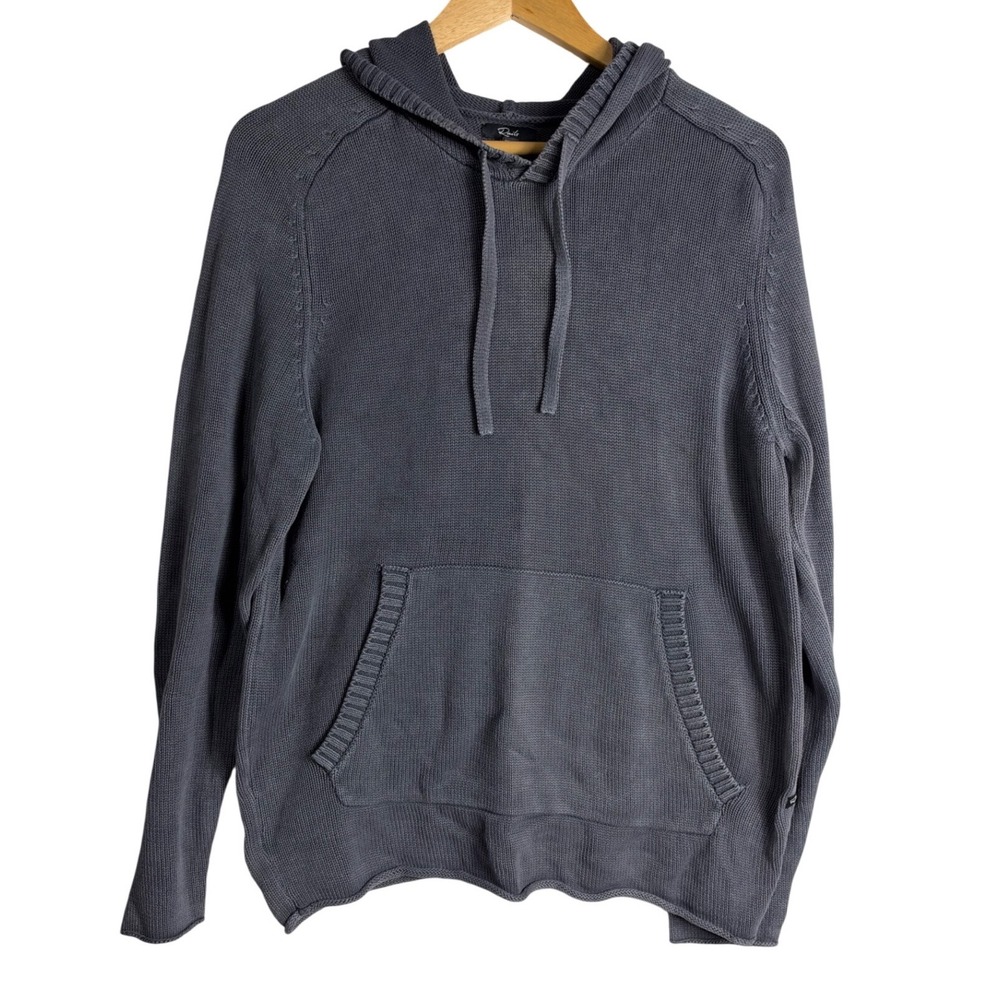 Rails Washed Black Organic Cotton Knit Hoodie Sweater Women Medium fall winter